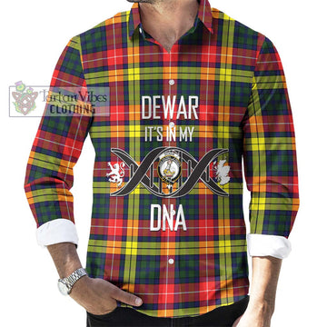 Dewar Tartan Long Sleeve Button Shirt with Family Crest DNA In Me Style