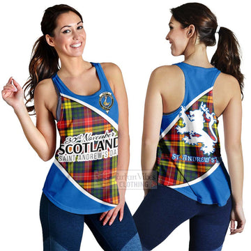 Dewar Family Crest Tartan Women's Racerback Tanks Celebrate Saint Andrew's Day in Style