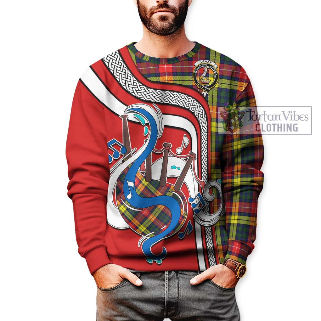 Dewar Tartan Sweatshirt with Epic Bagpipe Style Unisex - Tartanvibesclothing Shop