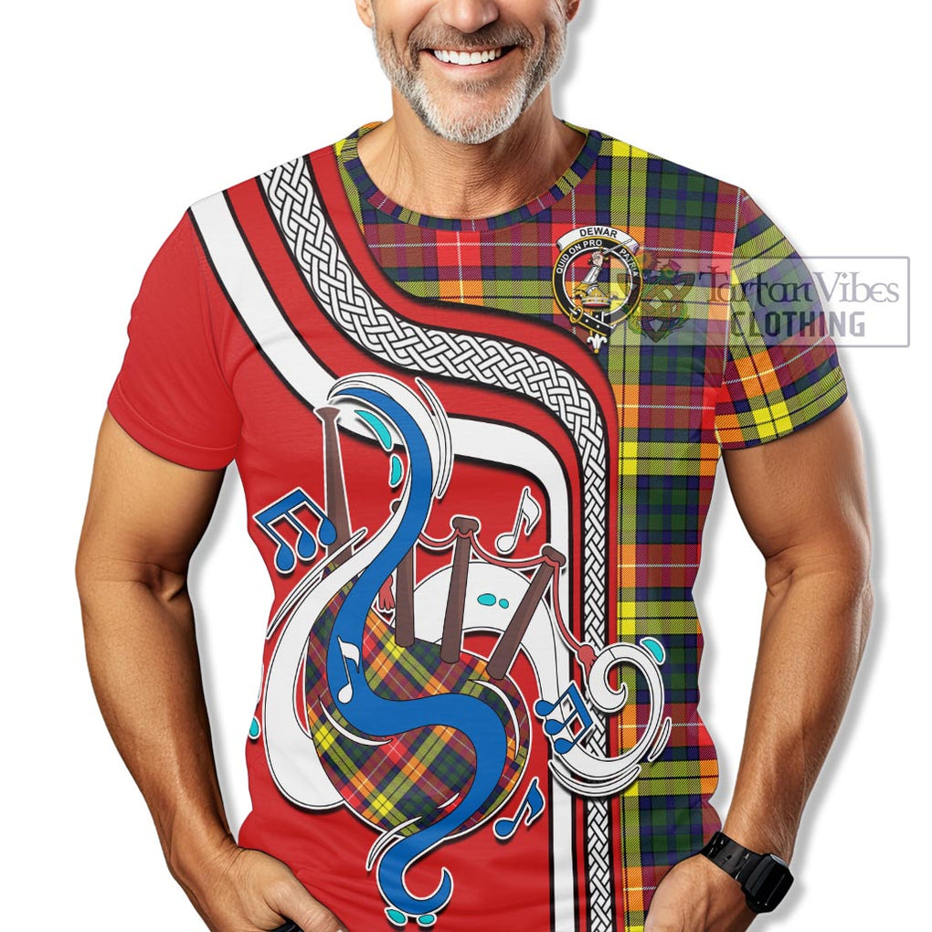 Dewar Tartan T-Shirt with Epic Bagpipe Style Kid's Shirt - Tartanvibesclothing Shop