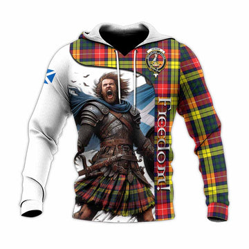 Dewar Crest Tartan Knitted Hoodie Inspired by the Freedom of Scottish Warrior