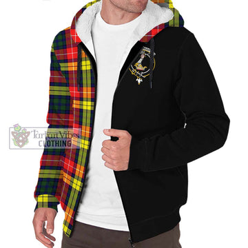 Dewar Tartan Sherpa Hoodie with Family Crest and Half Of Me Style