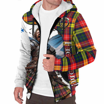 Dewar Crest Tartan Sherpa Hoodie Inspired by the Freedom of Scottish Warrior