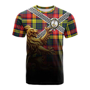 Dewar Crest Tartan Cotton T-shirt with Golden Lion Emblem Celtic Style Kid's Shirt - Tartan Vibes Clothing