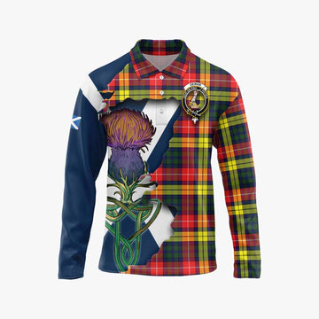 Dewar Tartan Family Crest Long Sleeve Polo Shirt Scottish Thistle Celtic Inspired Unisex - Tartan Vibes Clothing