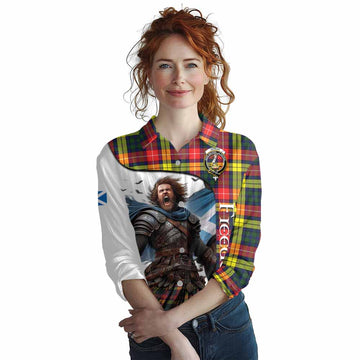 Dewar Crest Tartan Women's Casual Shirt Inspired by the Freedom of Scottish Warrior