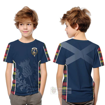 Dewar Tartan Kid T-Shirt with Family Crest and Scottish Thistle Vibes Sport Style