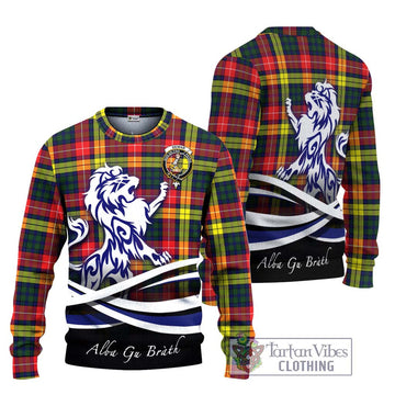 Dewar Tartan Ugly Sweater with Alba Gu Brath Regal Lion Emblem Unisex - Tartan Vibes Clothing