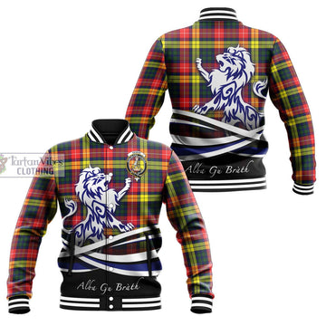 Dewar Tartan Baseball Jacket with Alba Gu Brath Regal Lion Emblem Unisex - Tartan Vibes Clothing
