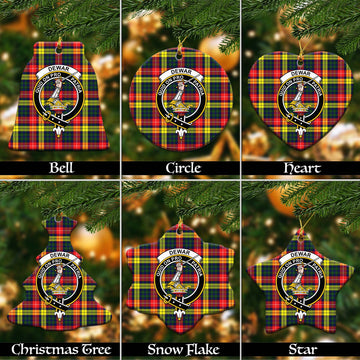 Dewar Tartan Christmas Ceramic Ornaments with Family Crest