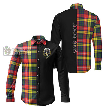 Dewar Tartan Long Sleeve Button Shirt with Family Crest and Half Of Me Style