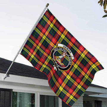 Dewar Tartan House Flag with Family Crest