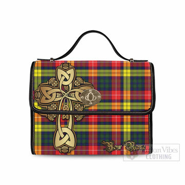 Dewar Tartan Waterproof Canvas Bag Golden Thistle Celtic Cross Style