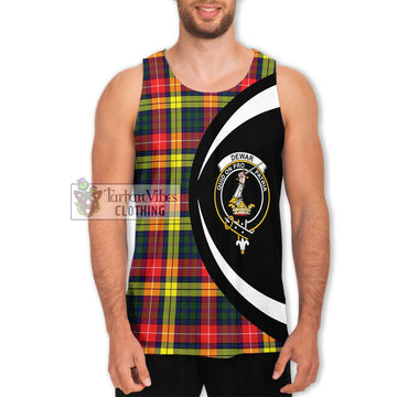 Dewar Tartan Men's Tank Top with Family Crest Circle Style