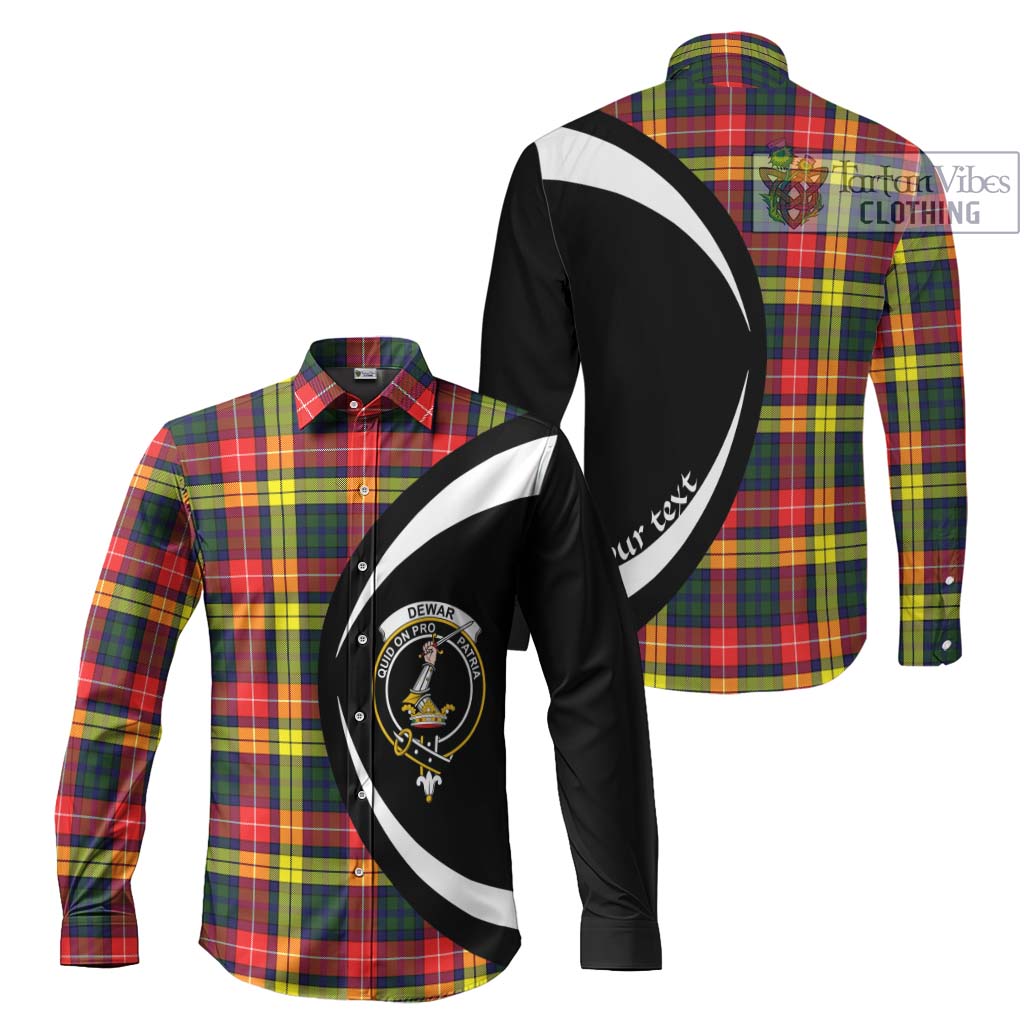 Tartan Vibes Clothing Dewar Tartan Long Sleeve Button Up with Family Crest Circle Style