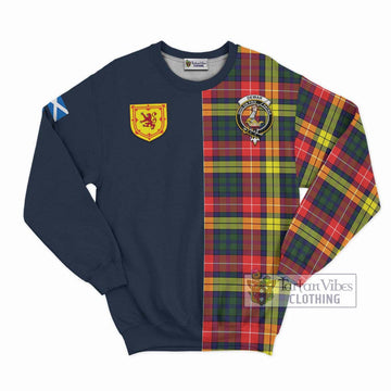 Dewar Tartan Sweatshirt Alba with Scottish Lion Royal Arm Half Style