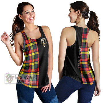 Dewar Tartan Women's Racerback Tanks with Family Crest and Half Of Me Style