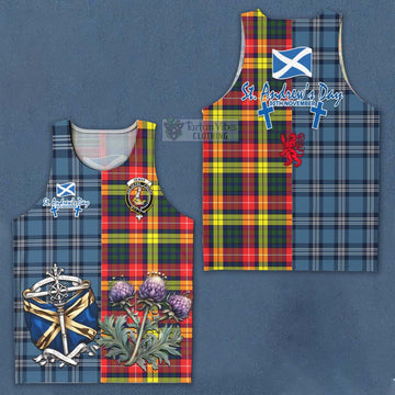 Dewar Tartan Men's Tank Top Happy St. Andrew's Day Half Tartan Style