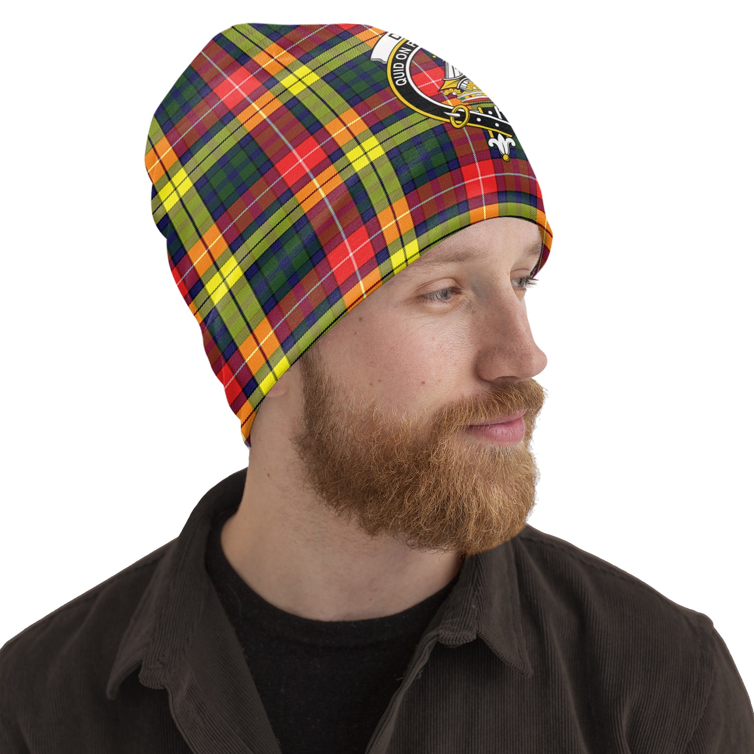 Dewar Tartan Beanies Hat with Family Crest One Size 10.5*10.2 inches - Tartan Vibes Clothing