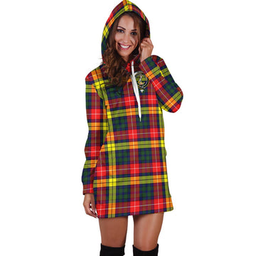 Dewar Tartan Hoodie Dress with Family Crest - Tartan Vibes Clothing