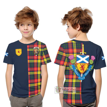 Dewar Tartan Kid T-Shirt Alba with Scottish Lion Royal Arm Half Style