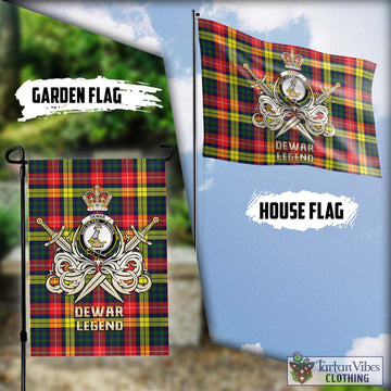 Dewar Tartan Flag with Clan Crest and the Golden Sword of Courageous Legacy