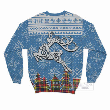 Dewar Clan Christmas Sweatshirt Celtic Reindeer Style - Tartan Vibes Clothing