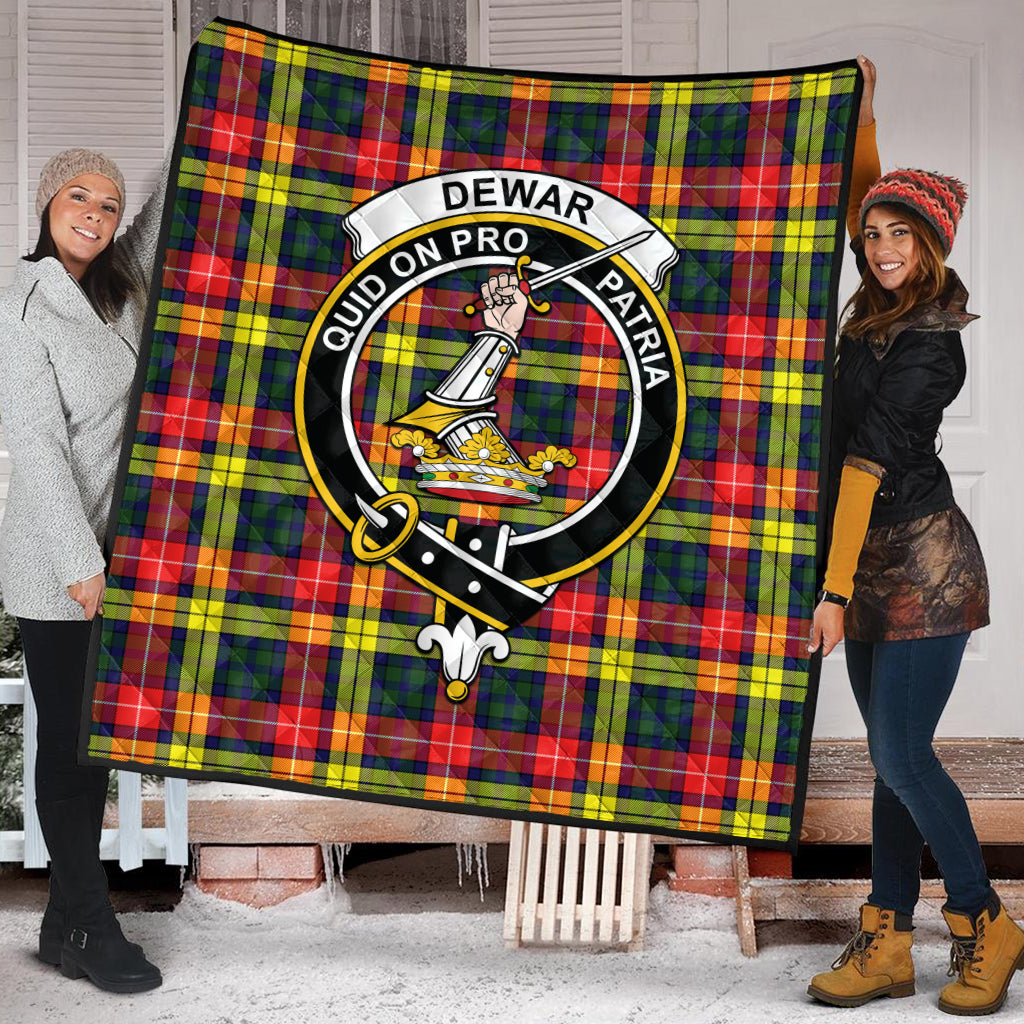 Dewar Tartan Quilt with Family Crest