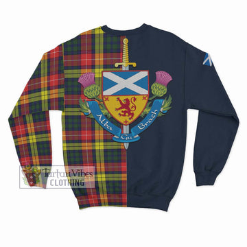 Dewar Tartan Sweatshirt Alba with Scottish Lion Royal Arm Half Style