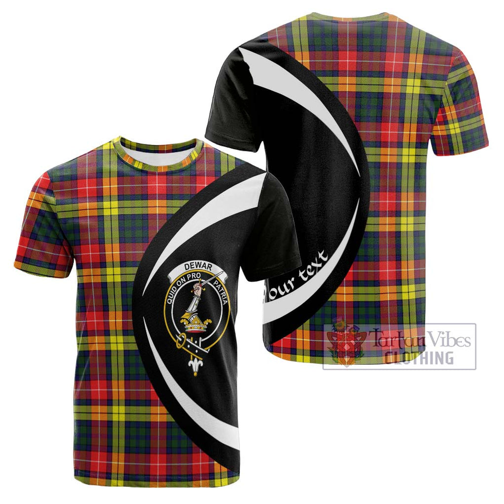 Tartan Vibes Clothing Dewar Tartan Cotton T-shirt with Family Crest Circle Style