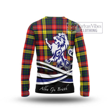 Dewar Tartan Long Sleeve T-Shirt with Alba Gu Brath Regal Lion Emblem - Tartan Vibes Clothing