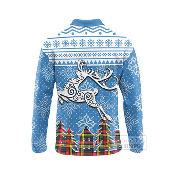 Dewar Clan Christmas Long Sleeve Polo Shirt Celtic Reindeer Style - Tartan Vibes Clothing