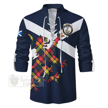 Dewar Tartan Lion Rampant Ghillie Kilt Shirt Proudly Display Your Heritage with Alba Gu Brath and Clan Name - Tartan Vibes Clothing