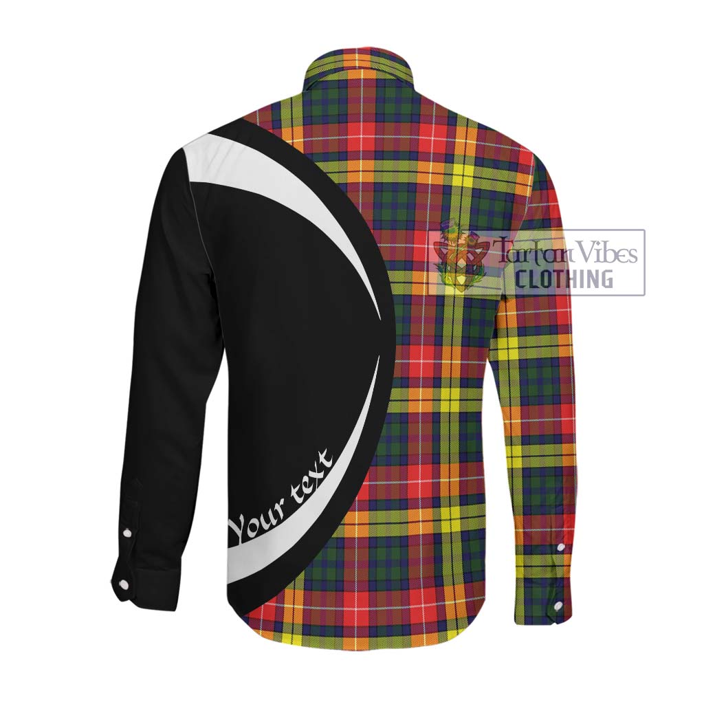 Tartan Vibes Clothing Dewar Tartan Long Sleeve Button Up with Family Crest Circle Style