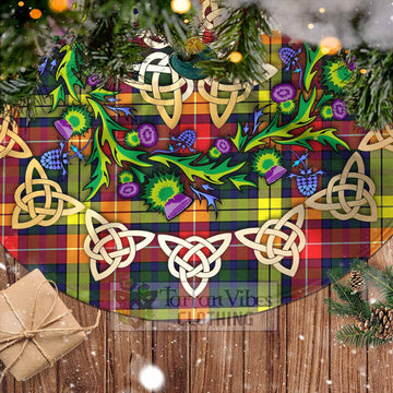 Dewar Tartan Christmas Tree Skirt with Thistle Celtic Knot Style - Tartan Vibes Clothing