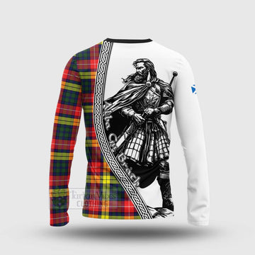 Dewar Tartan Clan Crest Long Sleeve T-Shirt with Highlander Warrior Celtic Style - Tartan Vibes Clothing