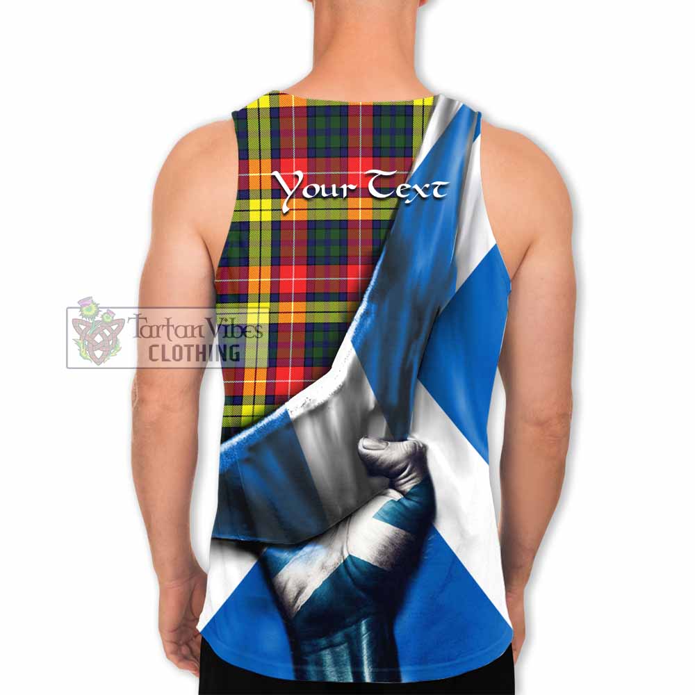 Tartan Vibes Clothing Dewar Tartan Men's Tank Top with Family Crest Scotland Patriotic Style