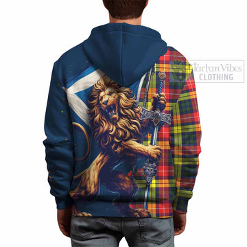 Dewar Tartan Family Crest Hoodie with Scottish Majestic Lion