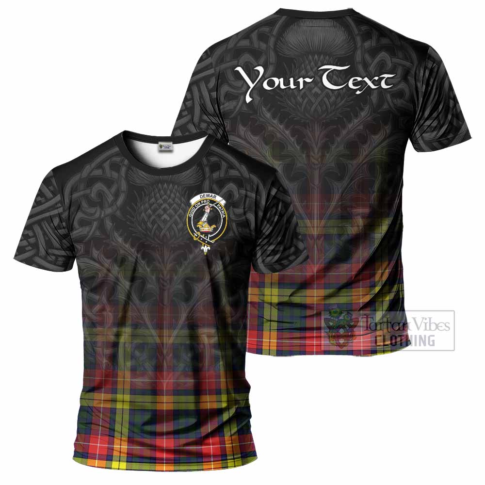 Tartan Vibes Clothing Dewar Tartan T-Shirt with Family Crest Celtic Thistle Vibes