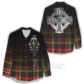 Dewar Tartan Women's Casual Shirt Featuring Alba Gu Brath Family Crest Celtic Inspired