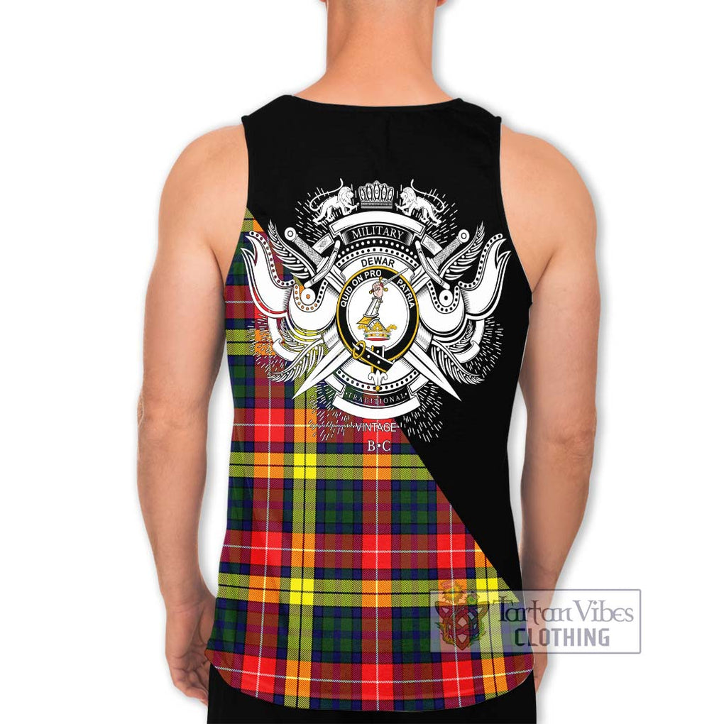 Dewar Tartan Men's Tank Top with Family Crest and Military Logo Style - Tartan Vibes Clothing