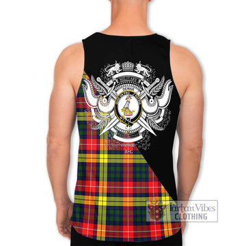 Dewar Tartan Men's Tank Top with Family Crest and Military Logo Style - Tartan Vibes Clothing
