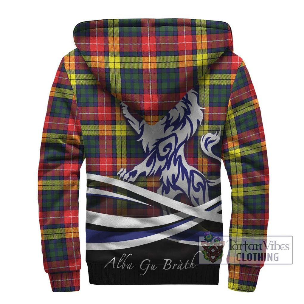 Dewar Tartan Sherpa Hoodie with Alba Gu Brath Regal Lion Emblem - Tartanvibesclothing Shop