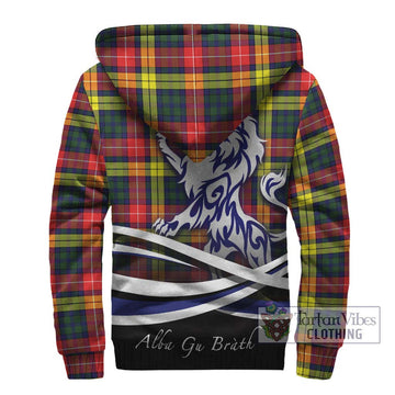 Dewar Tartan Sherpa Hoodie with Alba Gu Brath Regal Lion Emblem