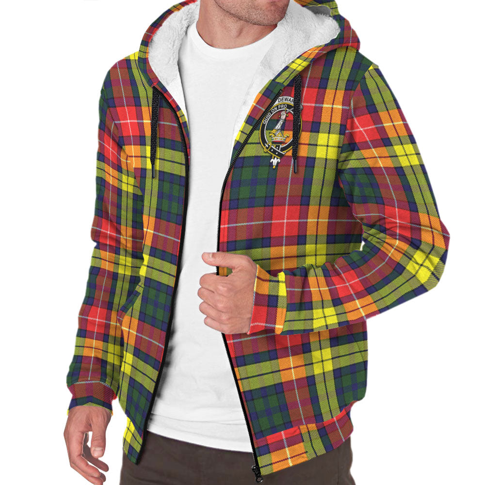 Dewar Tartan Sherpa Hoodie with Family Crest - Tartan Vibes Clothing