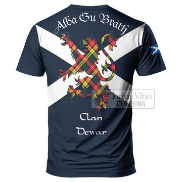 Dewar Tartan Lion Rampant T-Shirt Proudly Display Your Heritage with Alba Gu Brath and Clan Name