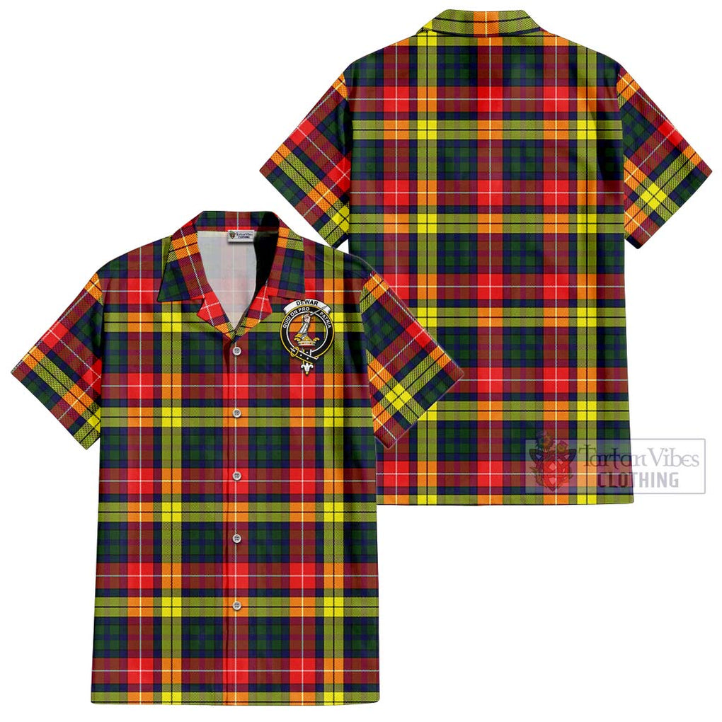 Dewar Tartan Cotton Hawaiian Shirt with Family Crest Kid - Tartan Vibes Clothing