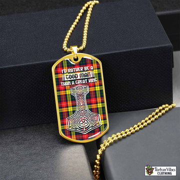 Dewar Tartan Dog Tag Necklace Viking Mjolnir Style Gold No - Tartan Vibes Clothing