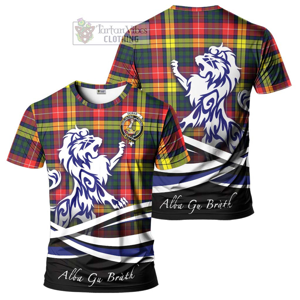 Tartan Vibes Clothing Dewar Tartan Cotton T-shirt with Alba Gu Brath Regal Lion Emblem