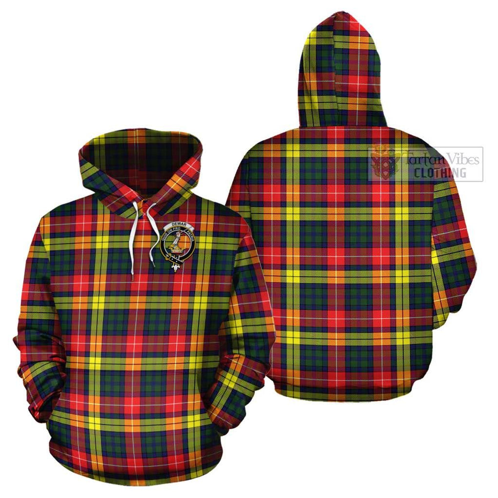 Dewar Tartan Cotton Hoodie with Family Crest - Tartan Vibes Clothing